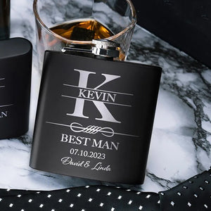 Black Metal Custom Flask, Gift for Groomsman - GiftShire