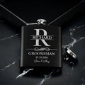 Black Metal Custom Flask, Gift for Groomsman - GiftShire