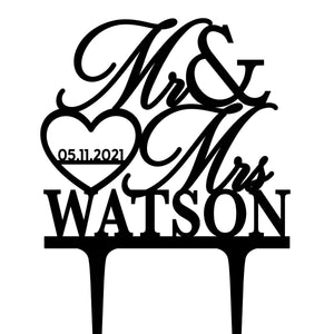 Custom Cake Topper with Name and Date - GiftShire