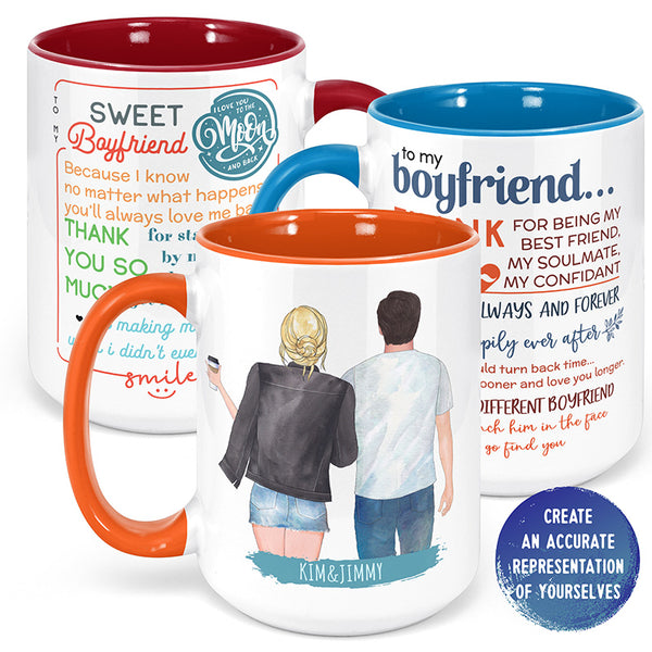 Boyfriend Illustration Coffee Mug Gift for Couples