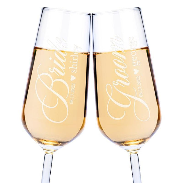 Bride And Groom Flute Glasses - GiftShire