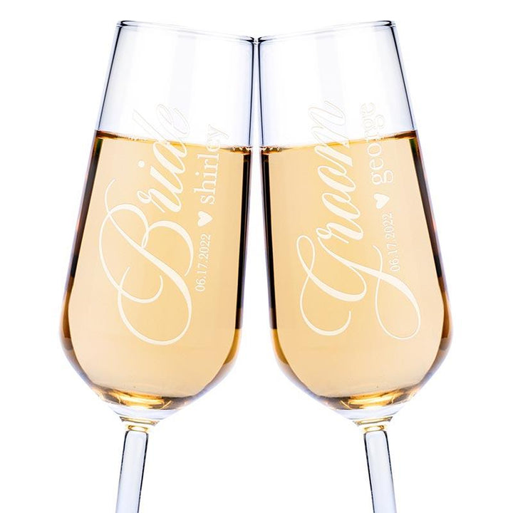 Bride And Groom Flute Glasses - GiftShire