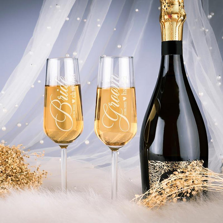 Bride And Groom Flute Glasses - GiftShire