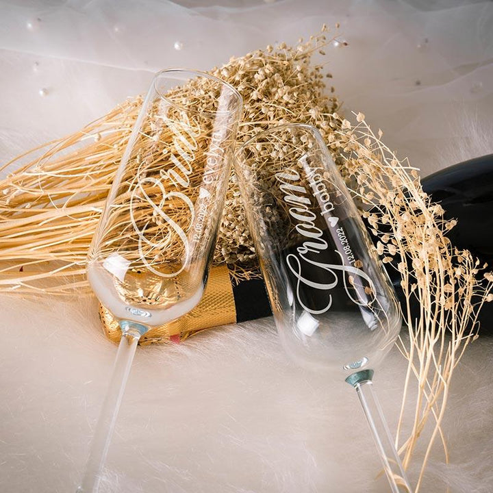 Bride And Groom Flute Glasses - GiftShire