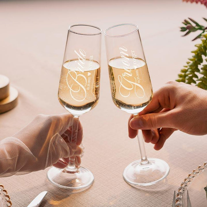 Bride And Groom Flute Glasses - GiftShire