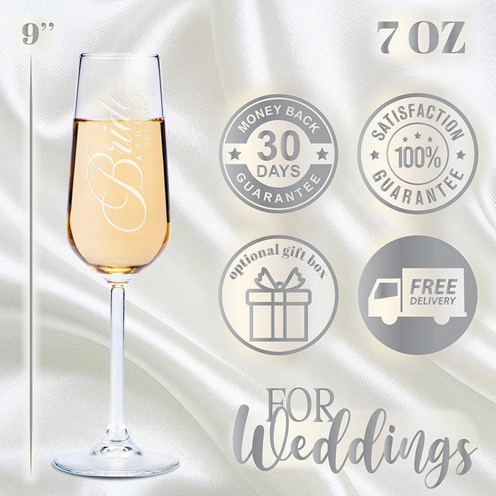 Bride And Groom Flute Glasses - GiftShire