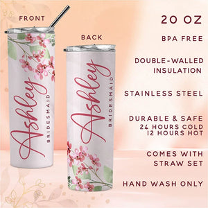Bridesmaid 20 Oz Tumbler - Customize with Her Name - GiftShire