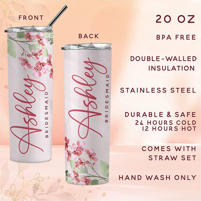 Bridesmaid 20 Oz Tumbler - Customize with Her Name - GiftShire