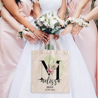 Bridesmaid Gifts for Bachelorette Party – Initial Tote Bags for Wedding