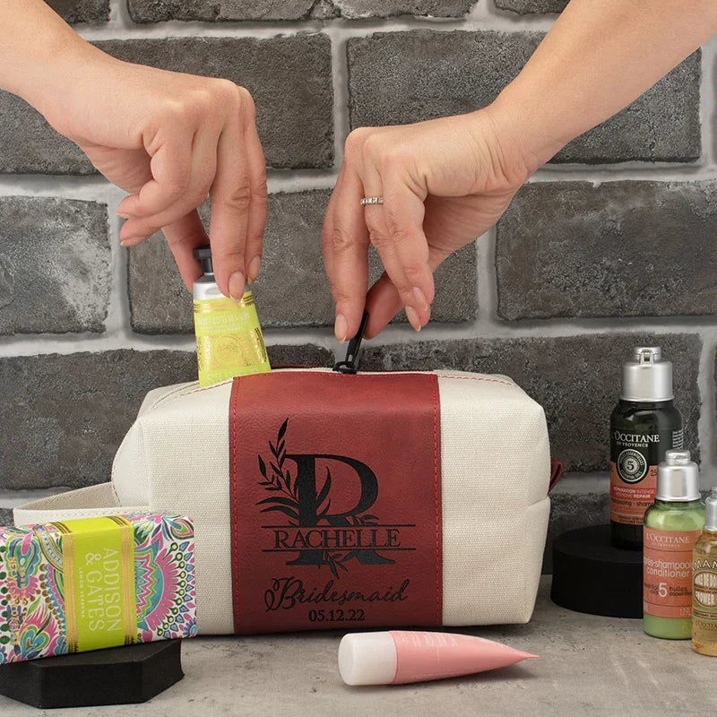 Bridesmaid Personalized Leatherette Toiletry Bag for Her - GiftShire