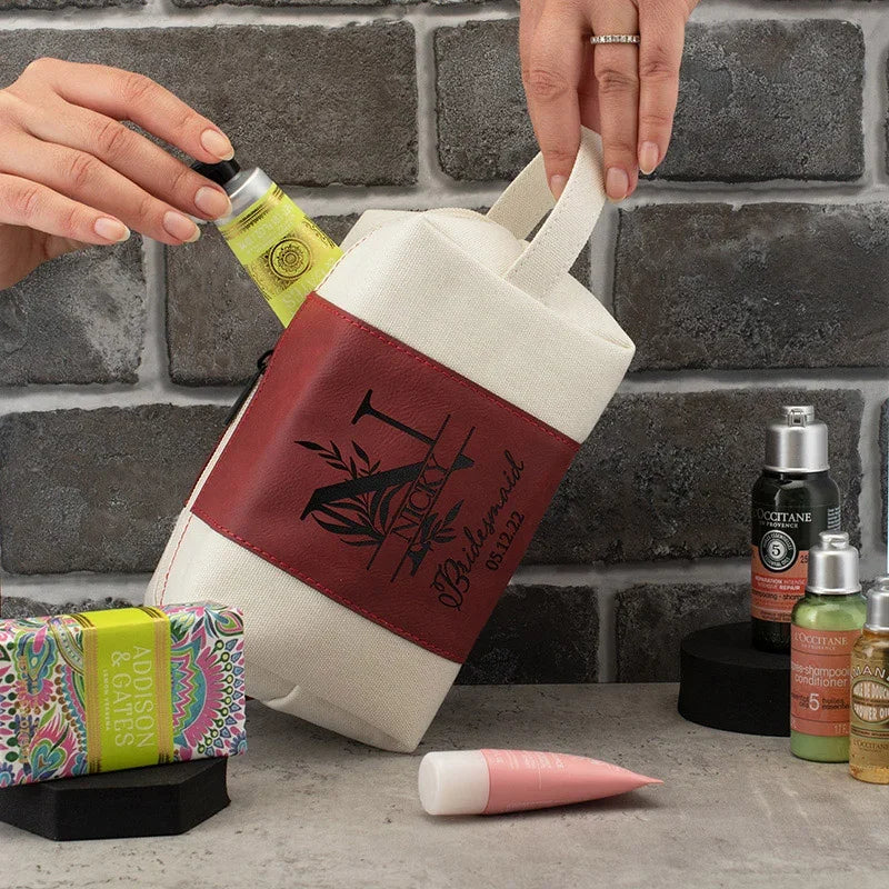 Bridesmaid Personalized Leatherette Toiletry Bag for Her - GiftShire