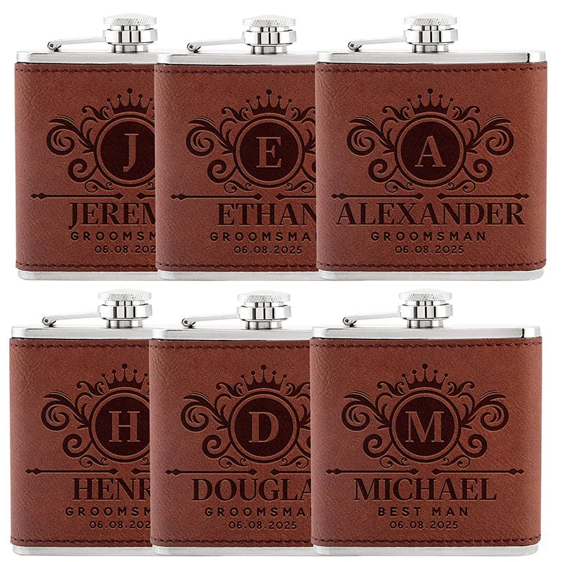 Budget Friendly Personalized Wedding Flask - 6 Oz - GiftShire