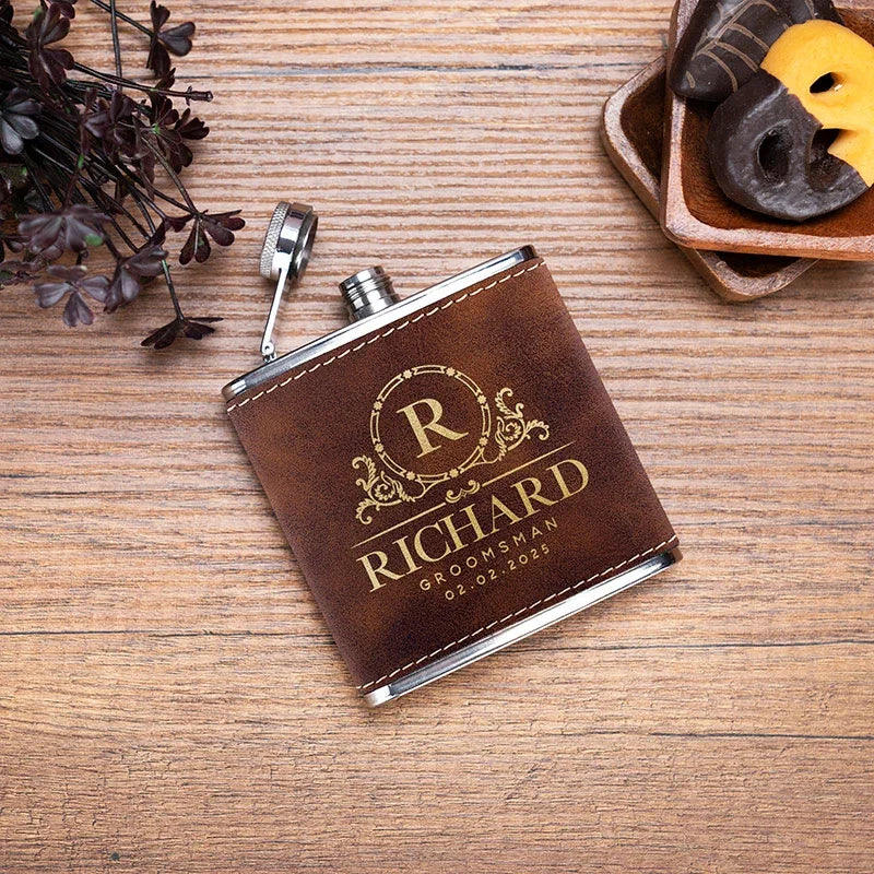 Budget Friendly Personalized Wedding Flask - 6 Oz - GiftShire