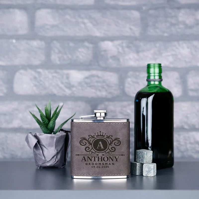 Budget Friendly Personalized Wedding Flask - 6 Oz - GiftShire