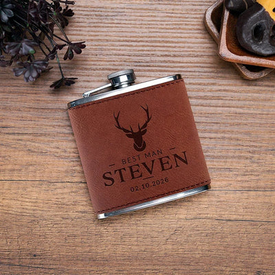 Budget Friendly Personalized Wedding Flask - 6 Oz - GiftShire