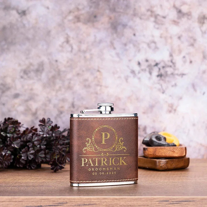 Budget Friendly Personalized Wedding Flask - 6 Oz - GiftShire