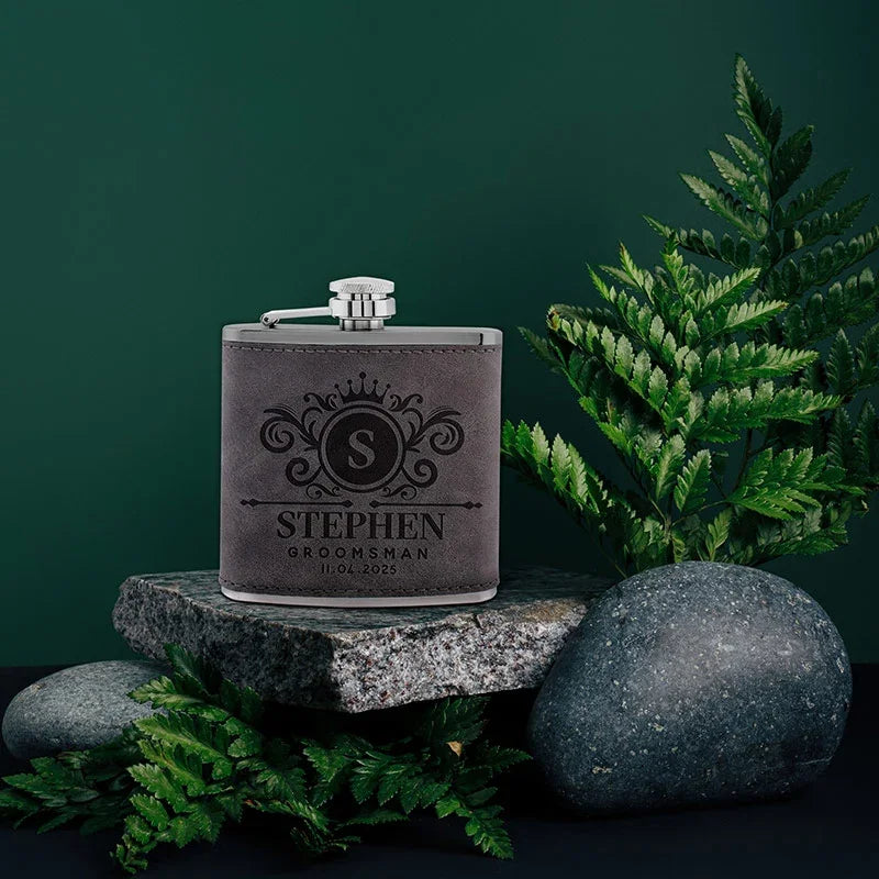 Budget Friendly Personalized Wedding Flask - 6 Oz - GiftShire