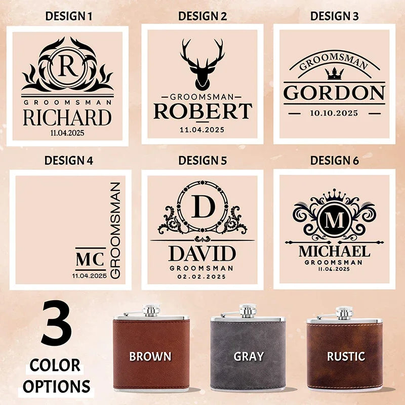 Budget Friendly Personalized Wedding Flask - 6 Oz - GiftShire