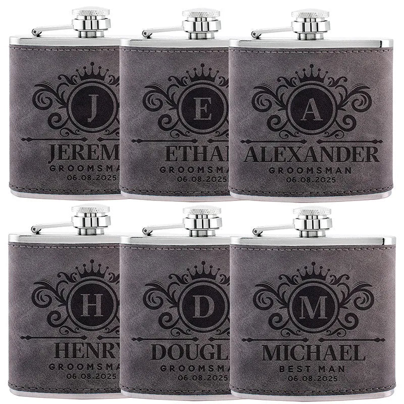 Budget Friendly Personalized Wedding Flask - 6 Oz - GiftShire