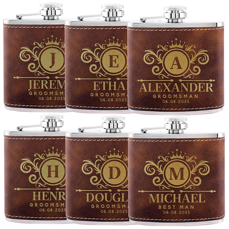 Budget Friendly Personalized Wedding Flask - 6 Oz - GiftShire