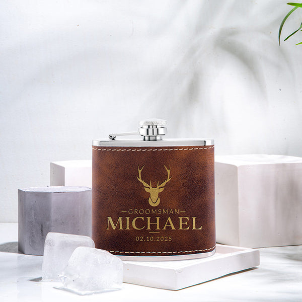 Budget Friendly Personalized Wedding Flask - 6 Oz - GiftShire