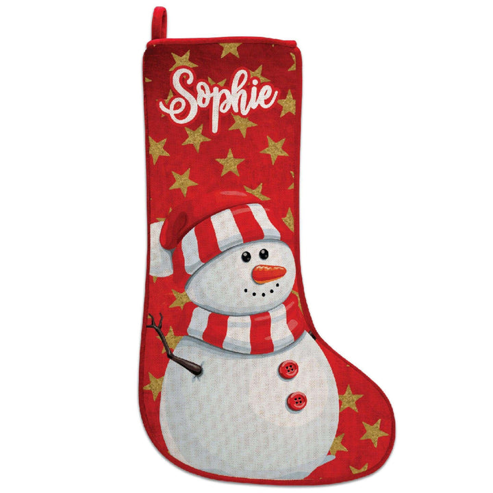 Personalized Christmas Velvet Stocking, Snowman Stocking, Christmas Gift - GiftShire