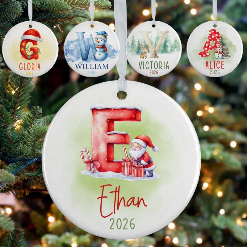 Custom Initial & Name Christmas Ornament - 5 Festive Styles