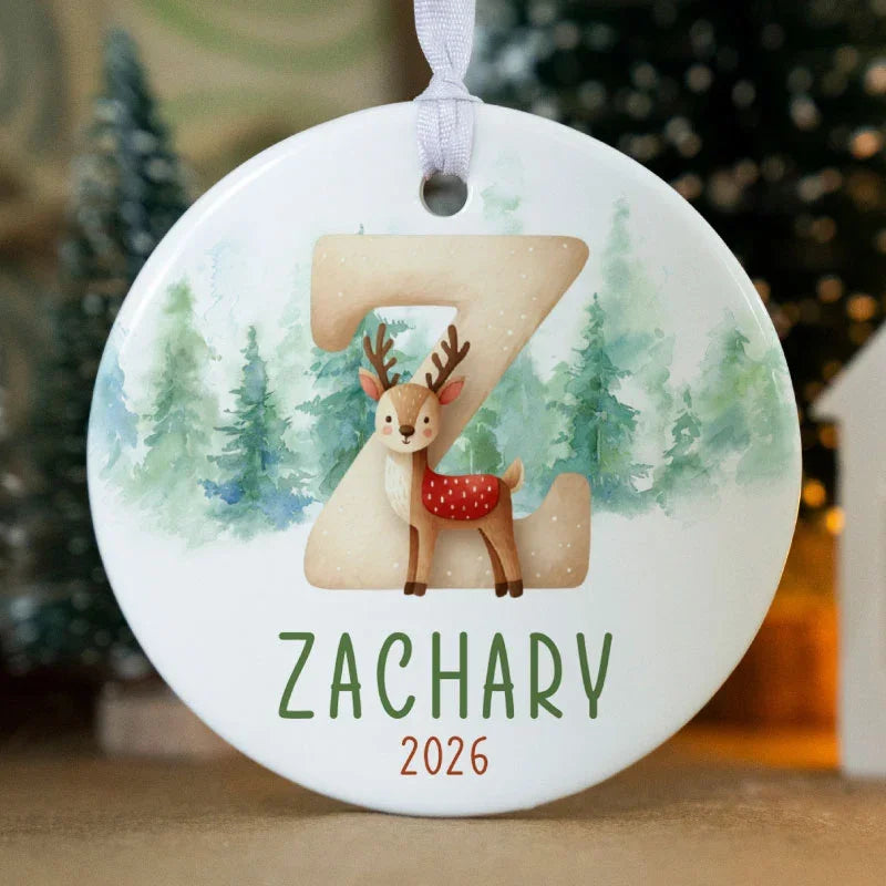Custom Initial & Name Christmas Ornament - 5 Festive Styles