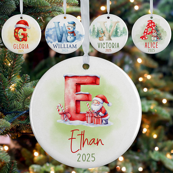 Custom Initial & Name Christmas Ornament - 5 Festive Styles
