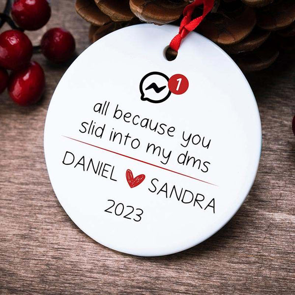 Personalized Couple Ornament, Swiped Right Christmas Ornament for Couples