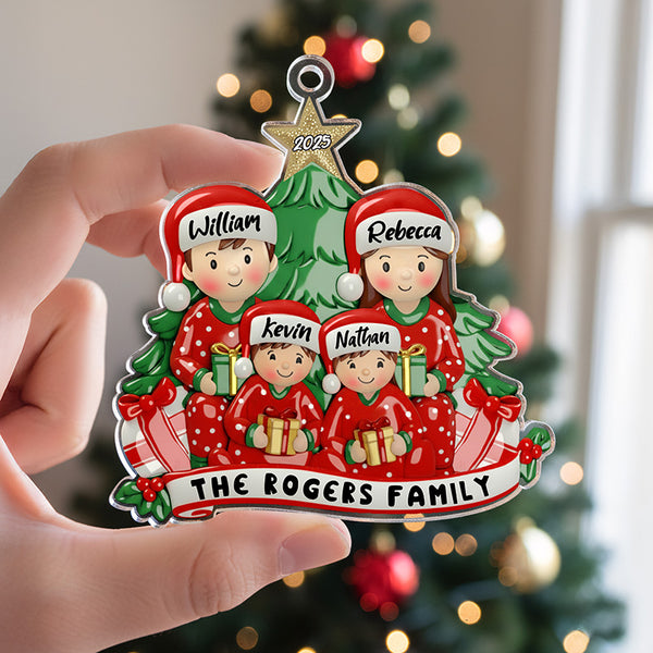 Christmas Together Family Illustration Ornament