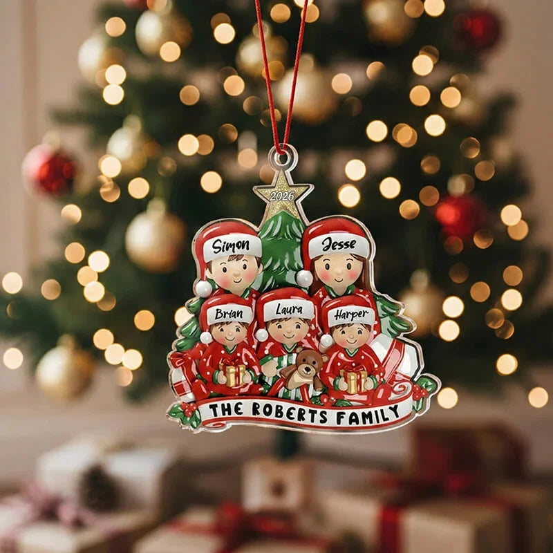Christmas Together Family Illustration Ornament