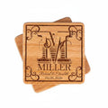 Personalized Bamboo Coaster, Housewarming Couple Gift