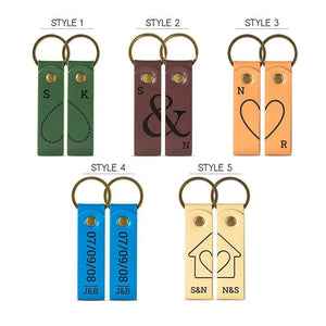 Couple Leather Key Chain, Custom Key Chain - GiftShire