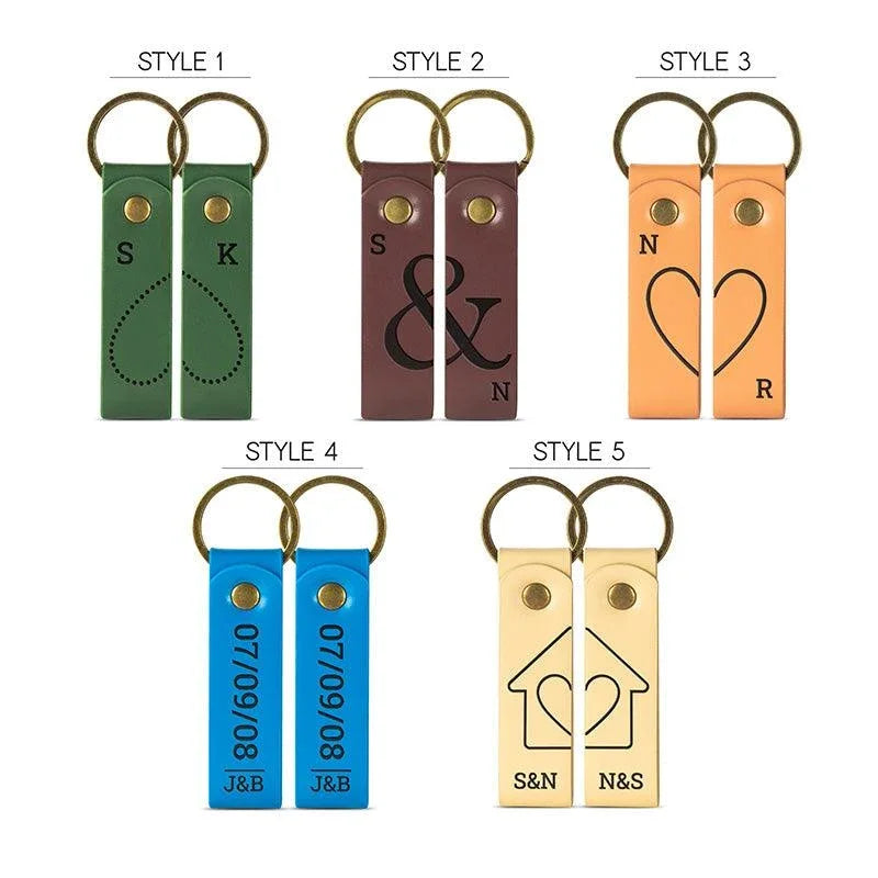Couple Leather Key Chain, Custom Key Chain - GiftShire
