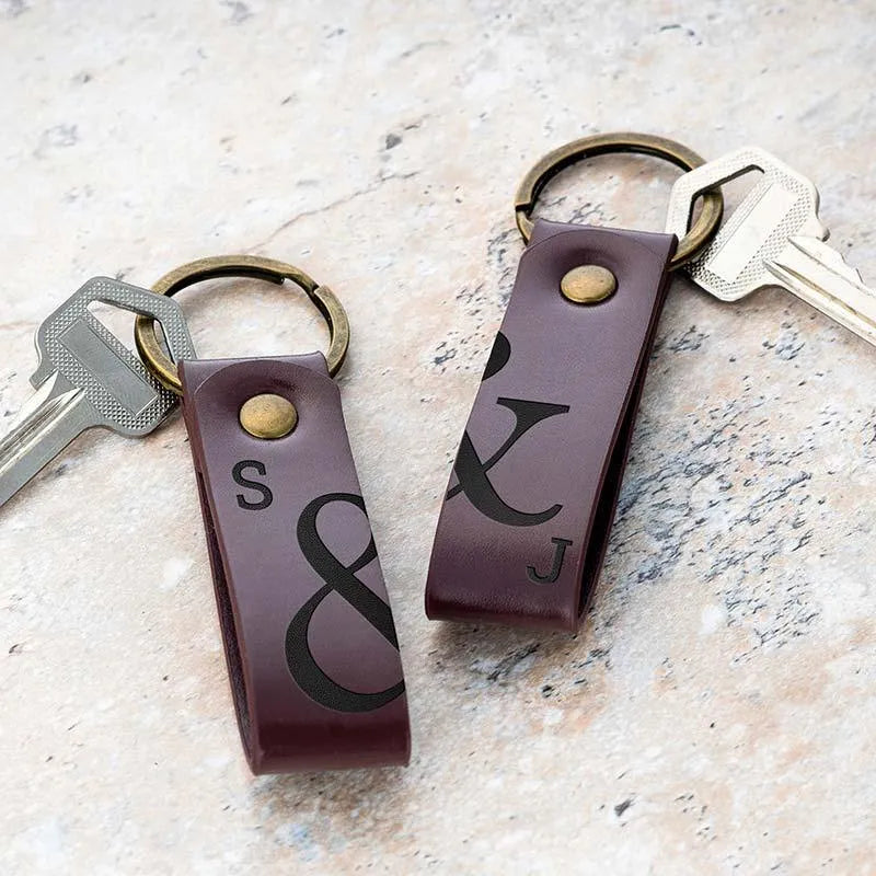 Couple Leather Key Chain, Custom Key Chain - GiftShire