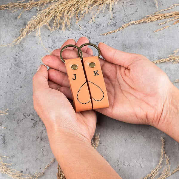 Couple Leather Key Chain, Custom Key Chain - GiftShire