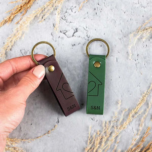 Couple Leather Key Chain, Custom Key Chain - GiftShire