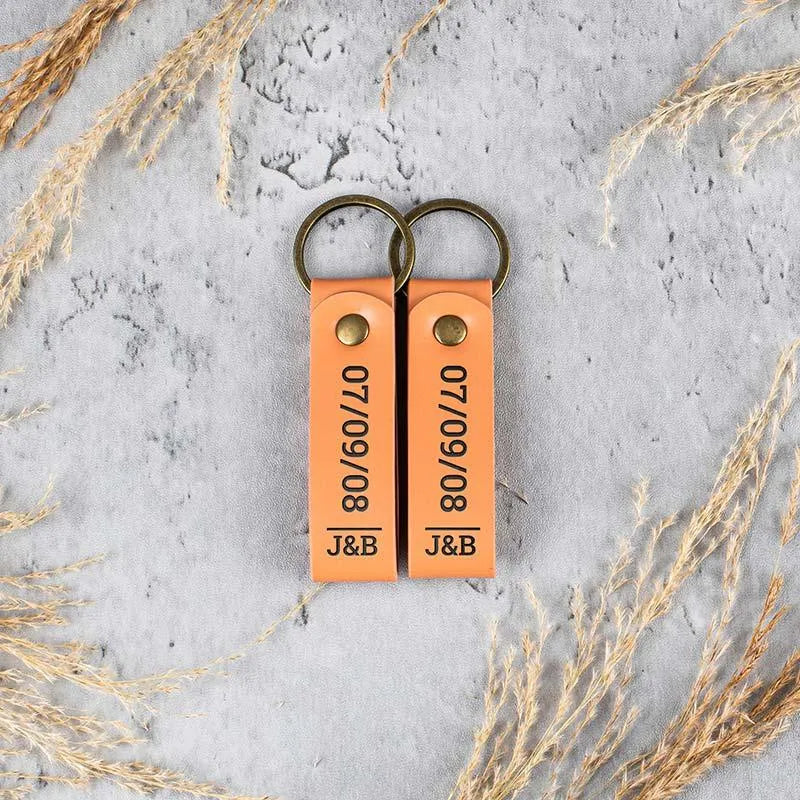 Couple Leather Key Chain, Custom Key Chain - GiftShire