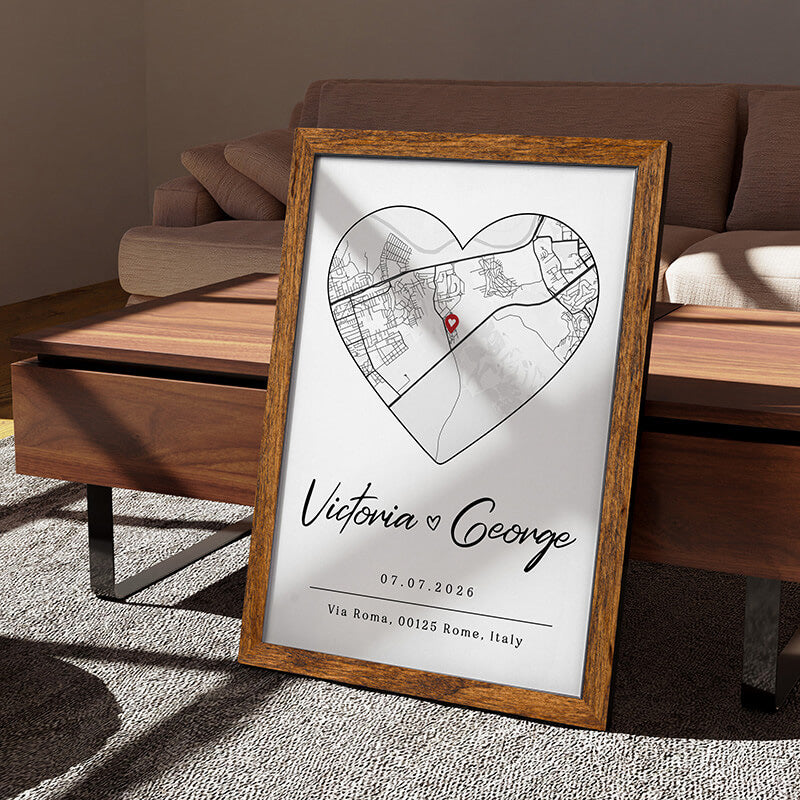Couples Memory Map Wall Frame with Custom Location – GiftShire