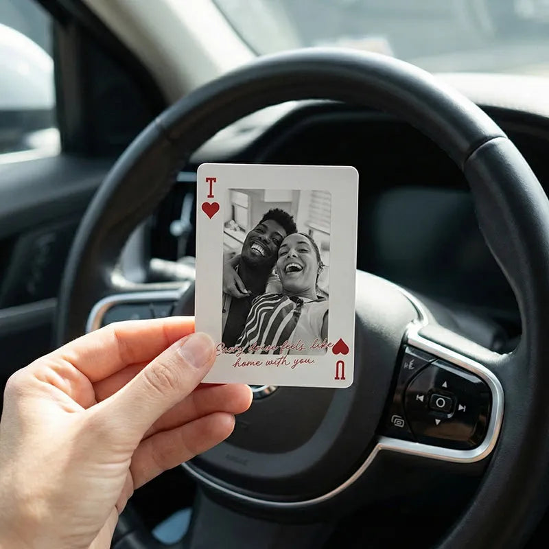Couples Playing Card Photo Visor Decor for Car Accessory