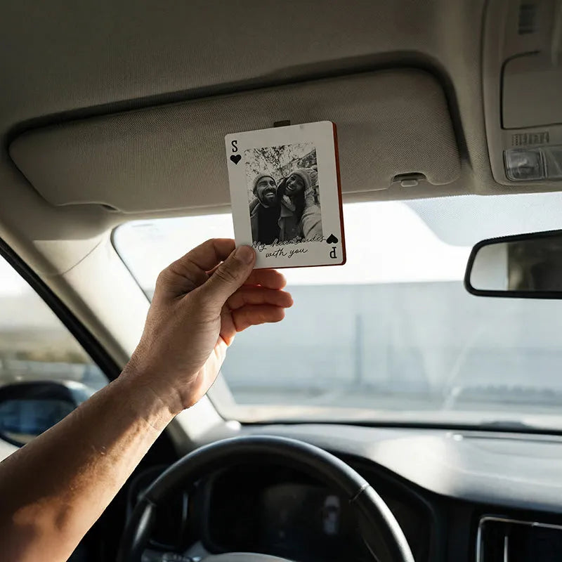 Couples Playing Card Photo Visor Decor for Car Accessory