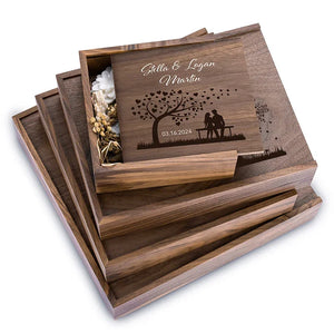 Couples Wooden Memory Box with Names - GiftShire