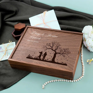 Couples Wooden Memory Box with Names - GiftShire