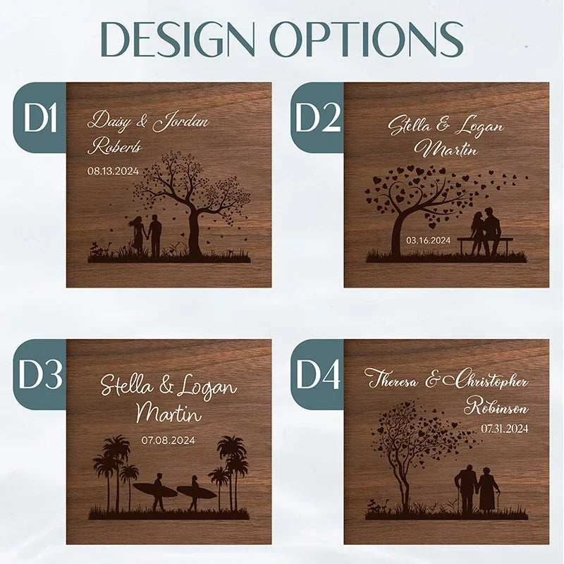 Couples Wooden Memory Box with Names - GiftShire