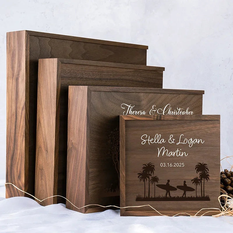 Couples Wooden Memory Box with Names - GiftShire