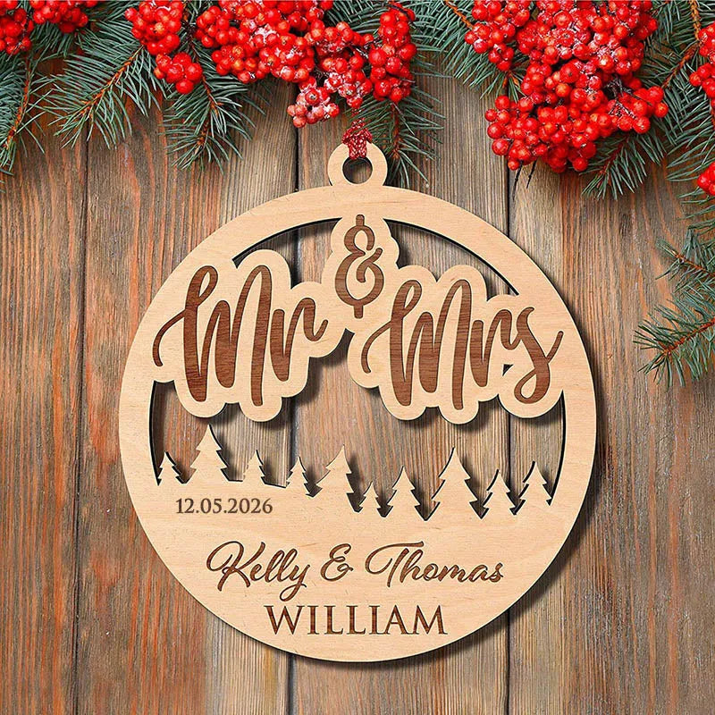 Mr and Mrs Family Cut Out Ornament