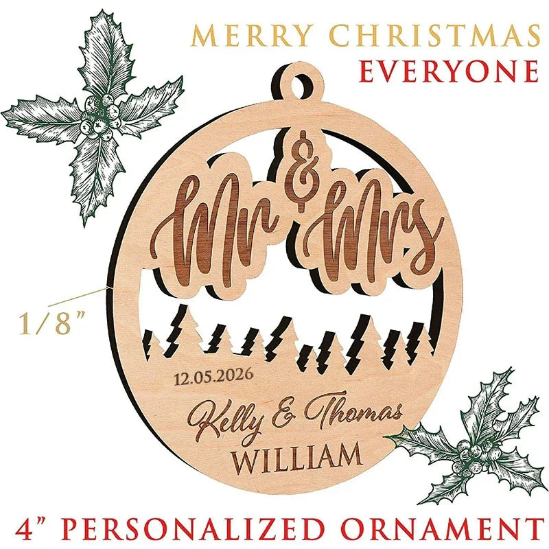 Mr and Mrs Family Cut Out Ornament