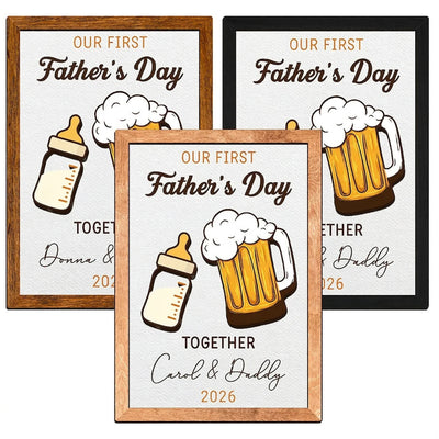 Custom 1st Father's Day Frame as Dad's Beer & Baby Bottle