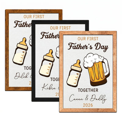 Custom 1st Father's Day Frame as Dad's Beer & Baby Bottle